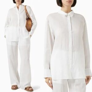 12 Storeez Cotton Silk Blend Relaxed White Shirt fits XS-M